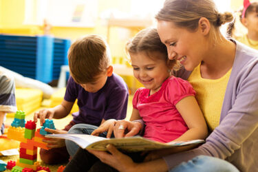 Mom and child reading