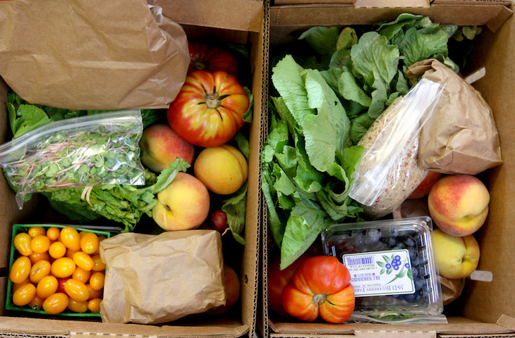 Food in a box from a Farmer's Market