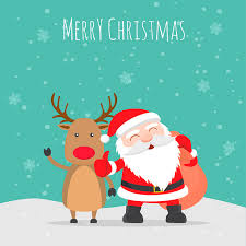 santa and reindeer wishing merry Christmas