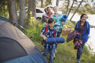 Family out camping