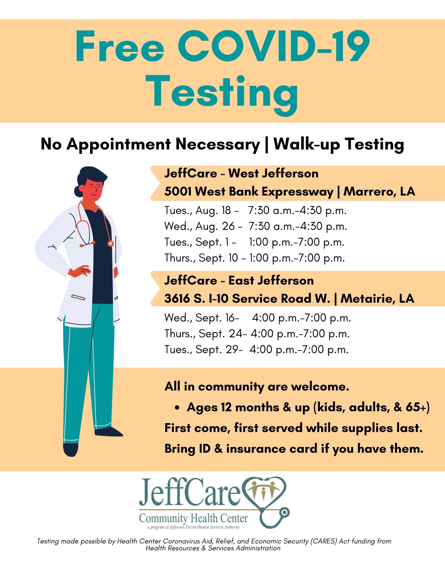 Free COVID19 Testing at JeffCare NOLA Family Magazine